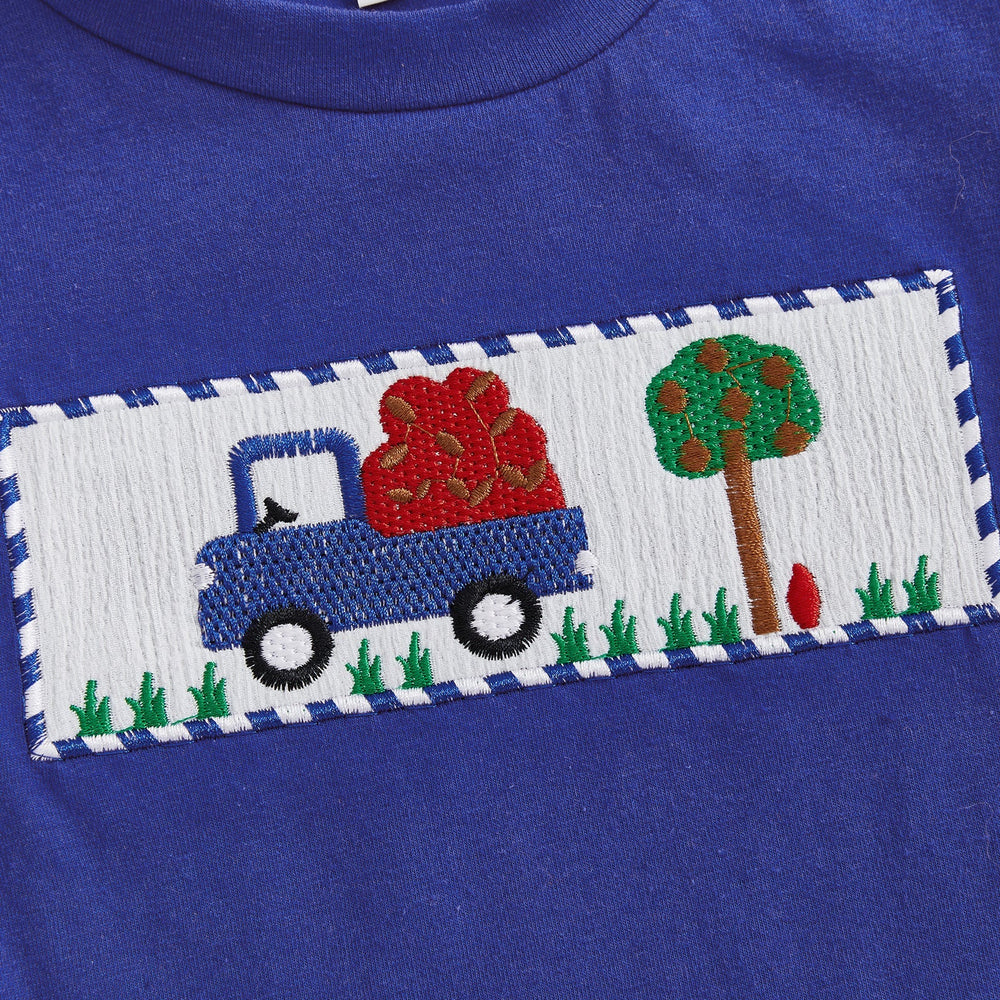AppleTruck Zomerset Jongens | T-shirt met Appeltruck & Gestreepte Short | Katoen & Polyester | 6mnd–4jr | Blauw & Rood More For Mini