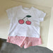 Frubino Frukt & Grönt Set – Sommarklädeset Baby/Småbarn/Barn 0–9 år – T-shirt + Rutiga Shorts – 100 % Bomull – Unisex – Fruktmotiv More For Mini