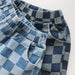Nolu Checker Shorts – Rutiga Barnshorts Blå – Unisex Sommarshorts i Bomull – Resårmidja – Storlek 0–6 år More For Mini