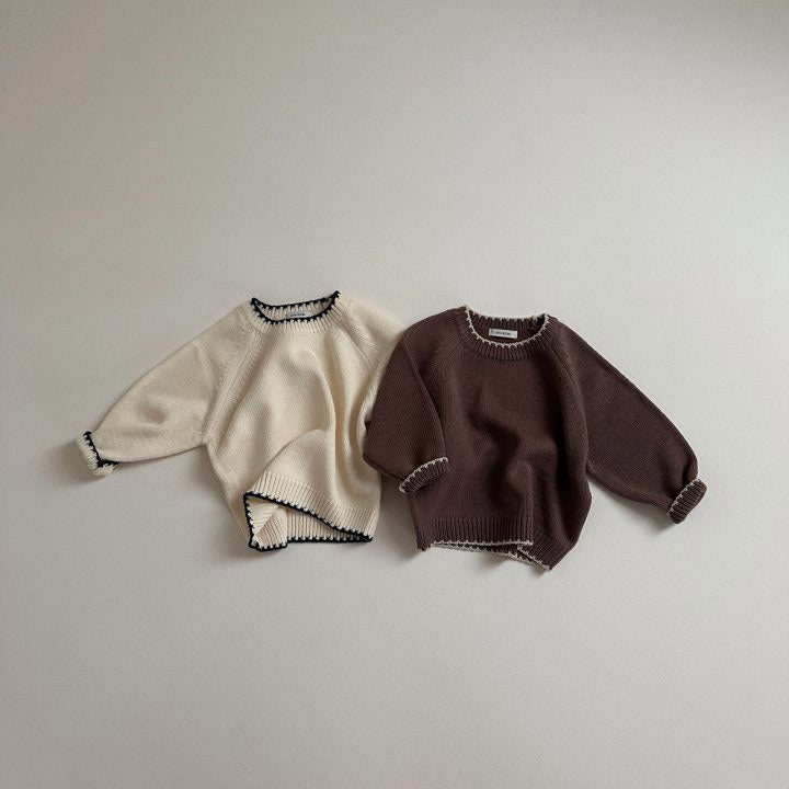 Gebreide Trui Retro - Toem Meisjes, Bruin/Beige/Wit, Katoen, Maat 0-7 Jaar-More For Mini