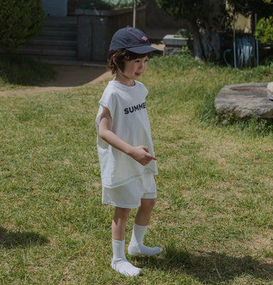 Summer Vibes Småbarnsset – Mjuk Sommaroutfit i Bomull | Unisex | Svart & Vitt | Storlek 0–3 år | Little Nomad MoreForMini