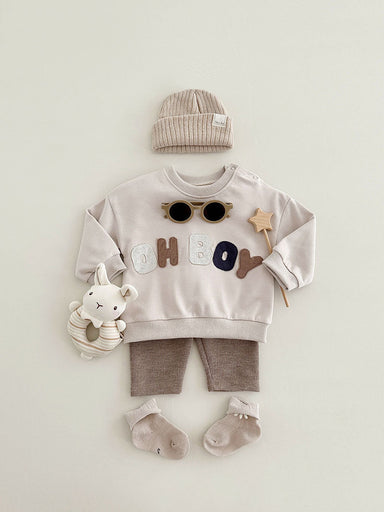 Klädset med leggings och tröja – LittleNomad Pojkar, Beige/Brun/Grön, Bomull, Storlek 0–3 år More For Mini