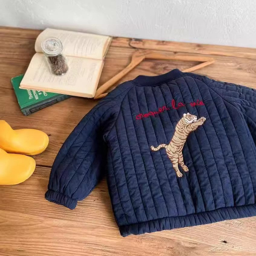 Gewatteerde Jas - WildCharm Unisex, Blauw/Wit, Katoen, Maat 0-6 Jaar-More For Mini