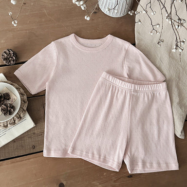 Unisex sommarset i ribbad bomull för baby och småbarn – T-shirt + shorts – Bomull – Little Loom – Gul, Grå, Blå, Rosa, Grön – Storlek 0–4 år MoreForMini