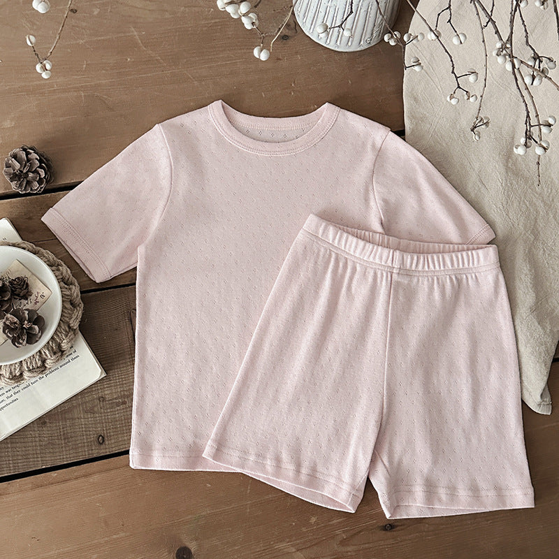 Unisex sommarset i ribbad bomull för baby och småbarn – T-shirt + shorts – Bomull – Little Loom – Gul, Grå, Blå, Rosa, Grön – Storlek 0–4 år MoreForMini