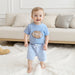 Touchdown Zomerset Jongens | T-shirt met Rugbybal & Lichtblauwe Short | Katoen & Polyester | 6mnd–4jr | Sportieve Babyoutfit More For Mini
