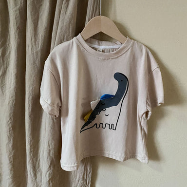 T-shirt med dinosaurie – Småbarn, Förskolebarn, Barn, Beige/Grå, Bomull, Storlek 1–7 år More For Mini