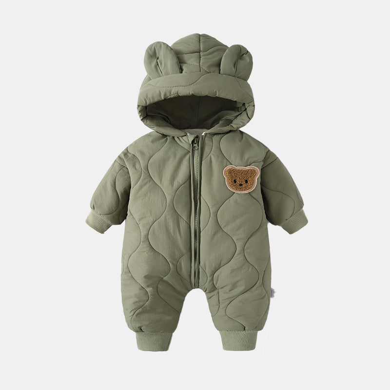 Onesie Met Berenoren - Accra Unisex, Beige/Groen/Koffie, Katoen, Maat 6-18 Maanden-More For Mini