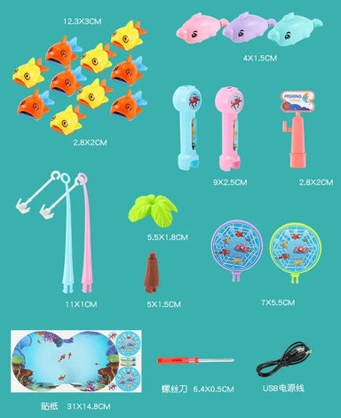 Splash & Catch Interaktivt Fiskespel med Vatten och Ljus | Pedagogisk Vattenleksak för Barn 3–7 År More For Mini