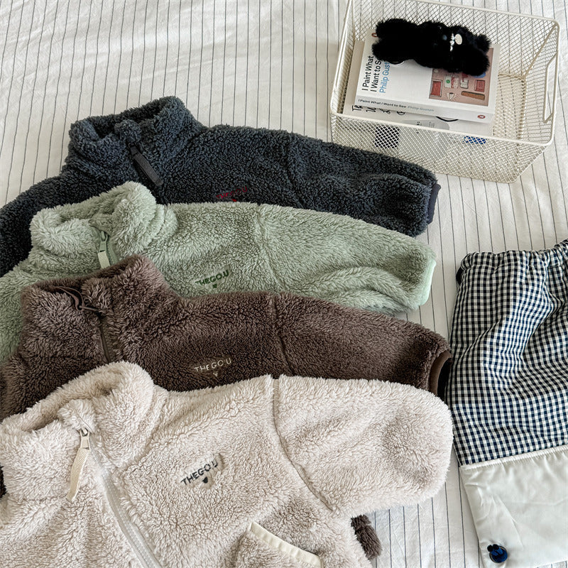 Teddy Fleece Vest - FluffyNest Meisjes, Beige/Groen/Grijs/Bruin, Katoen, Maat 0-6 Jaar-More For Mini