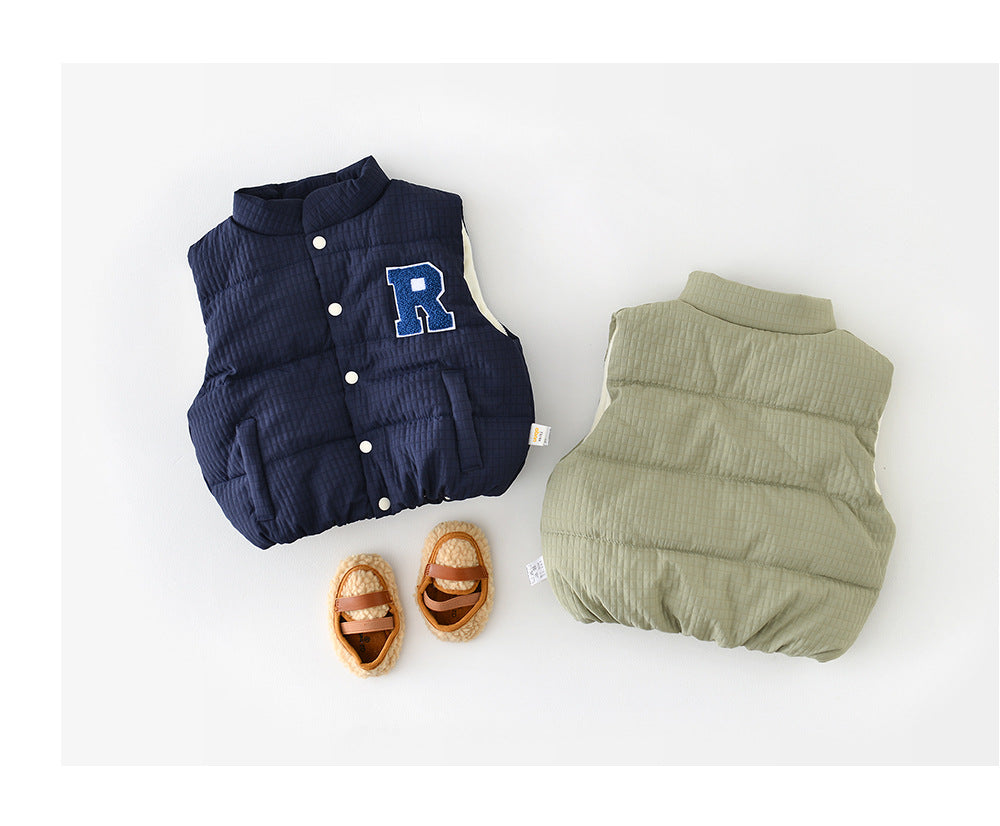 Bodywarmer - Malabo Unisex, Blauw/Groen, Katoen, Maat 0-4 Jaar-More For Mini