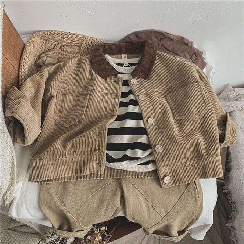 VintageCord Kinder Ribfluwelen Jas | Corduroy Jas Unisex | 9 Maanden – 3 Jaar | Warme Najaarslook met Zachte Kraag More For Mini