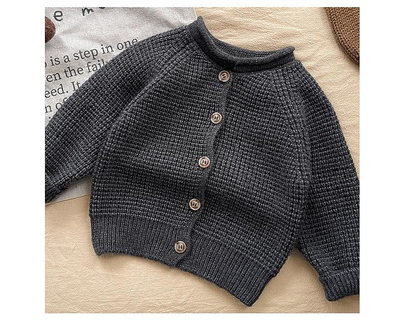 Gebreid Vest – Coco Meisjes, Bruin/Grijs, Katoen, Maat 0-4 Jaar-More For Mini