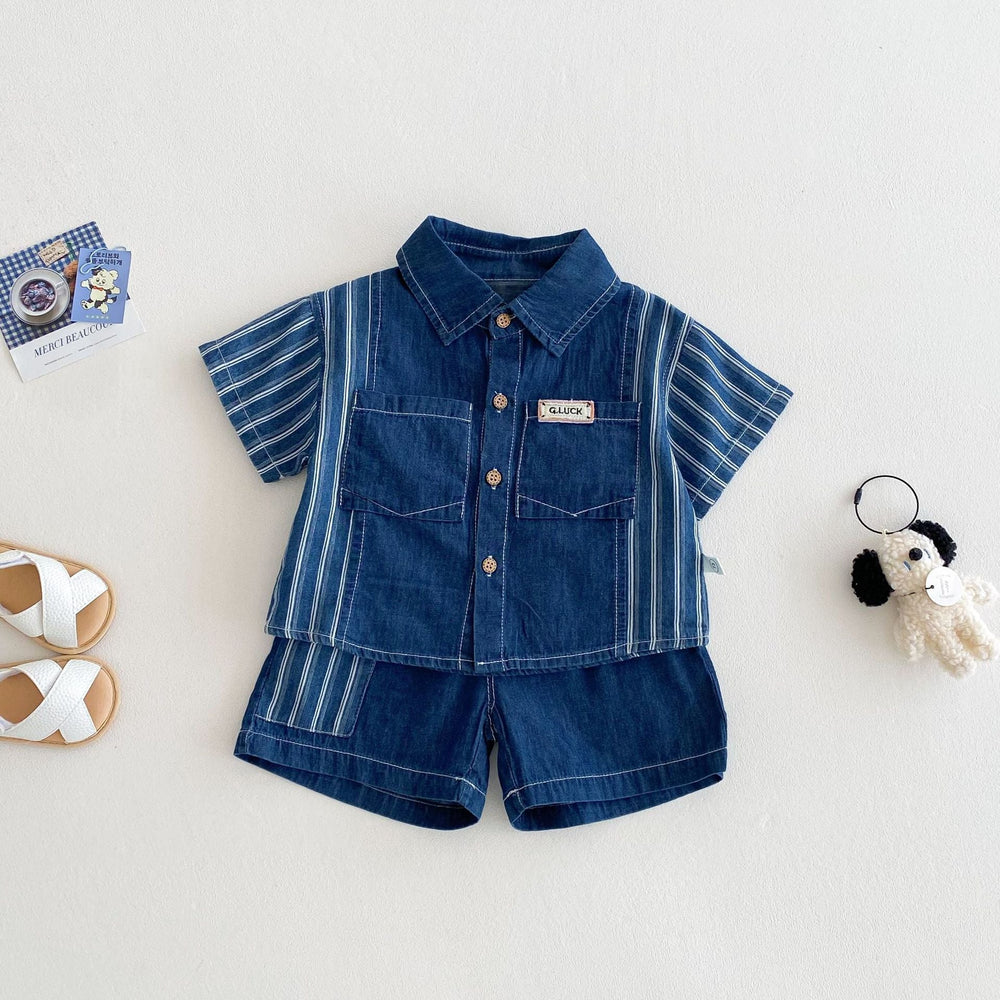 Denim Days Baby- & Barnsommarset – Unisex jeansskjorta och shorts | Lune & Lio | Storlek 0–7 år | 100 % bomull More For Mini