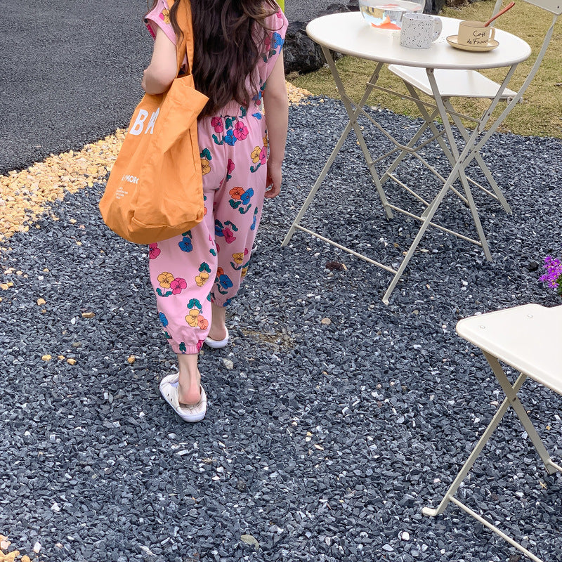 Floree Sommarset Barn – 2-delad bomullsoutfit med blommönster – T-shirt och byxor – Flicka/Baby/Småbarn – Storlek 0–8 år More For Mini