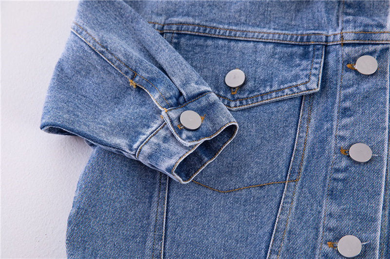 Klassieke Spijkerjas - Unisex, Blauw/Zwart, Katoen, Denim, Maat 1-8 Jaar-More For Mini