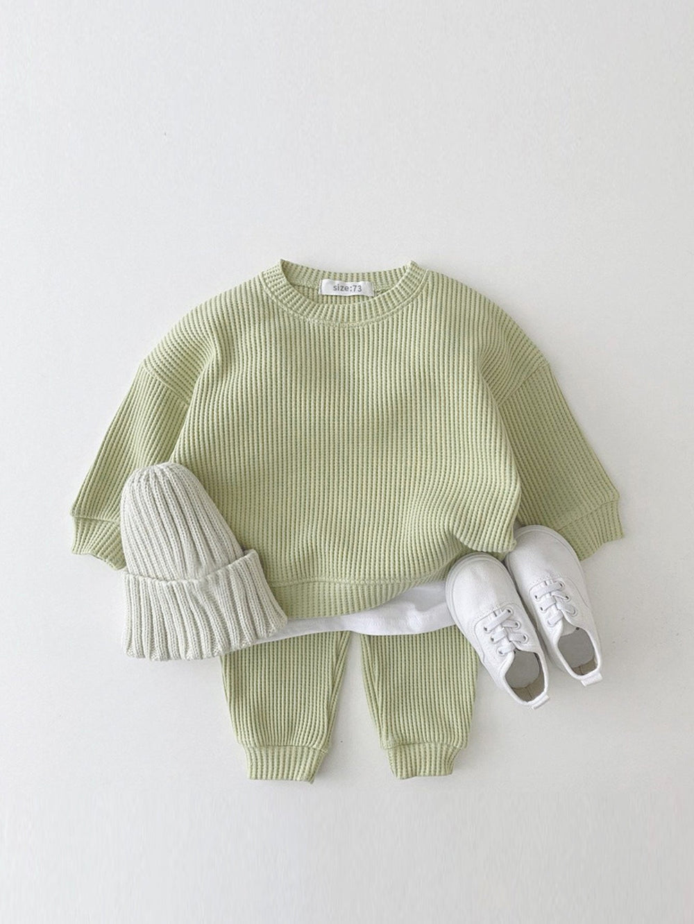 Set met Broek en Trui van Wafel - Porto-Novo Unisex, Blauw/Roze/Grijs/Groen/Geel, Katoen, Maat 0-3 Jaar-More For Mini