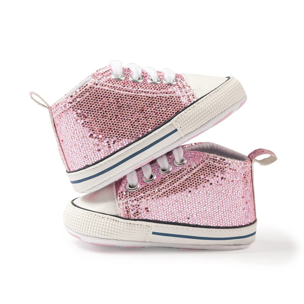 Lunari Glitz Babysneaker – Glittriga Babyskor för Flicka – Halkfria – Första Steg Skor – 0–1,5 år More For Mini