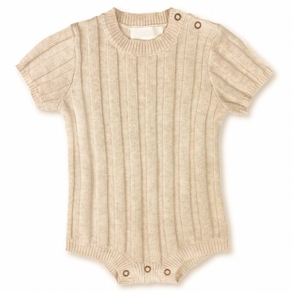CozyNest Stickad babyromper 0–2 år | Mjuk bomullsblandning & ribbmönster | Bekväma babykläder More For Mini