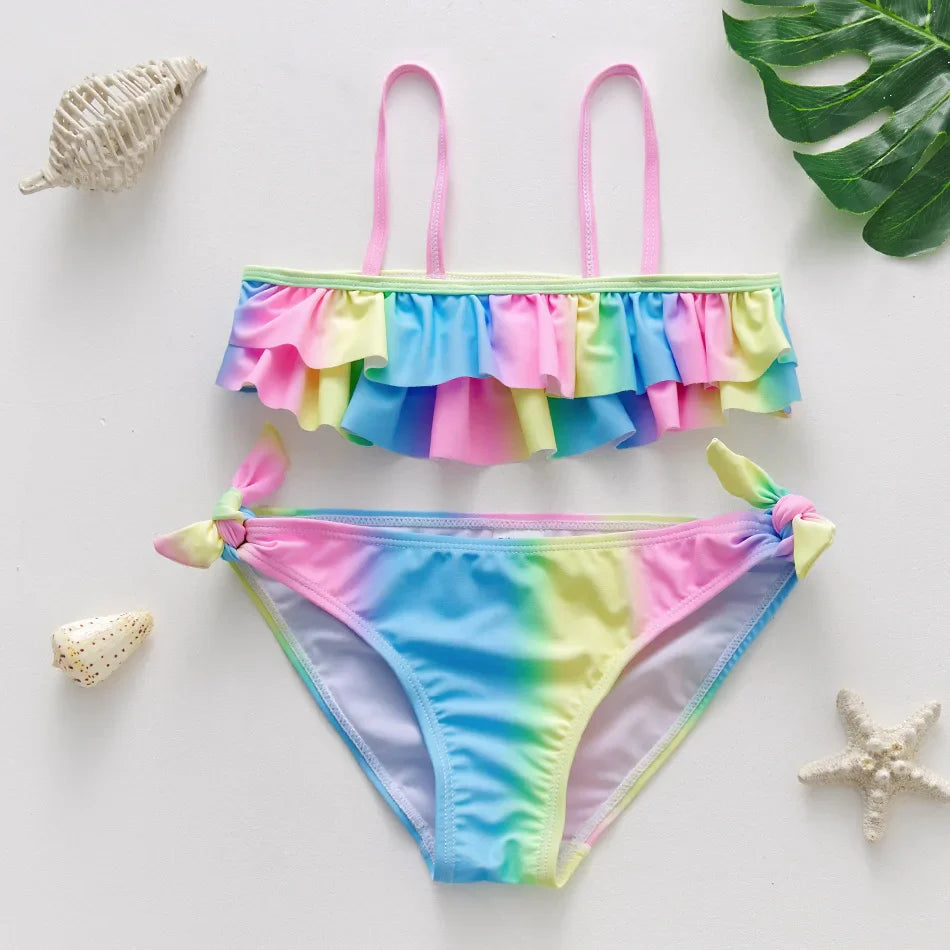 Flickor Tankini Baddräkt Sjöjungfruprint – Sommarstrandkläder | 3-12 år More For Mini