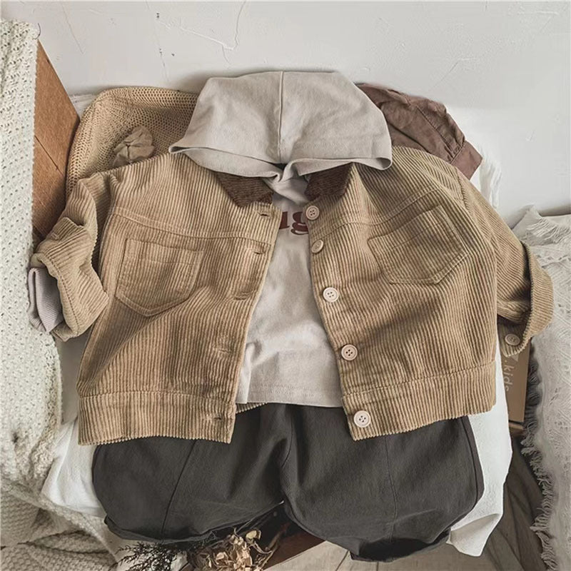 VintageCord Kinder Ribfluwelen Jas | Corduroy Jas Unisex | 9 Maanden – 3 Jaar | Warme Najaarslook met Zachte Kraag More For Mini