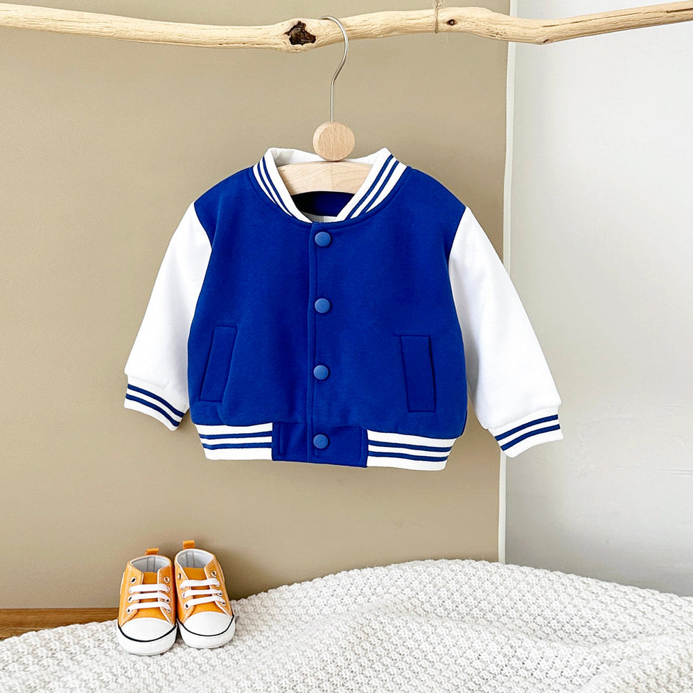 Baseball Jas - Asmara Unisex, Blauw/Roze, Katoen, Maat 0-3 jaar-More For Mini