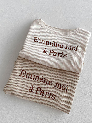 Paris Petit Babyset – Mjuk Sommaroutfit i Ribbat Tyg med Fransk Touch – Unisex | Storlek 0–3 år | More for Mini MoreForMini