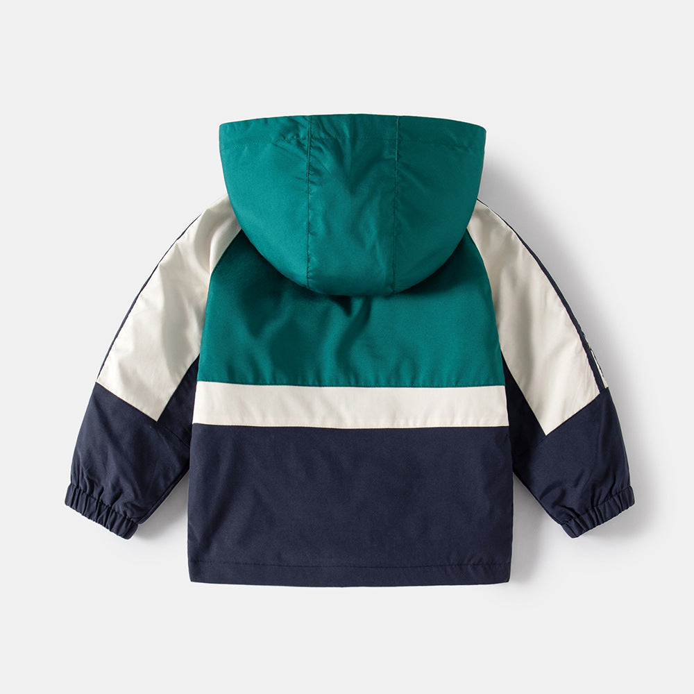 Regenjas - Thim Jongens, Groen/Oranje/Blauw, Polyester, Maat 2-8 Jaar-More For Mini
