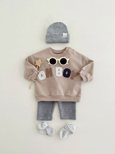 Klädset med leggings och tröja – LittleNomad Pojkar, Beige/Brun/Grön, Bomull, Storlek 0–3 år More For Mini