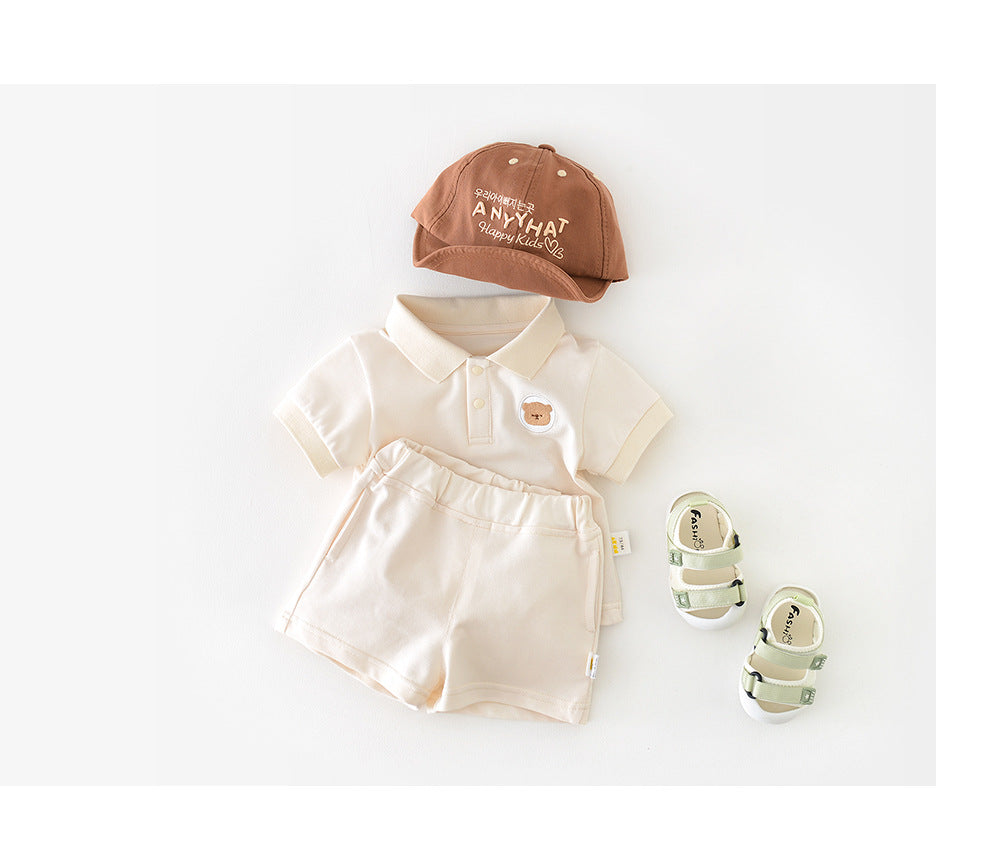 Polo Play Babyset – Somrig Unisex Outfit med Polotröja och Shorts | Storlek 0–3 år | Grön & Beige MoreForMini