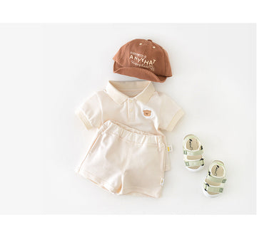 Polo Play Babyset – Somrig Unisex Outfit med Polotröja och Shorts | Storlek 0–3 år | Grön & Beige MoreForMini
