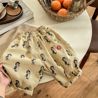 Byxa med Pingvintryck – Woodsy Unisex, Beige/Grön, Bomull, Storlek 0–6 År More For Mini