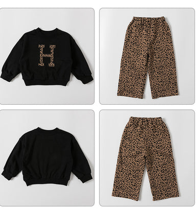 Set van Trui en Broek met Luipaardprint - H Meisjes, Katoen, Maat 1-7 Jaar-More For Mini