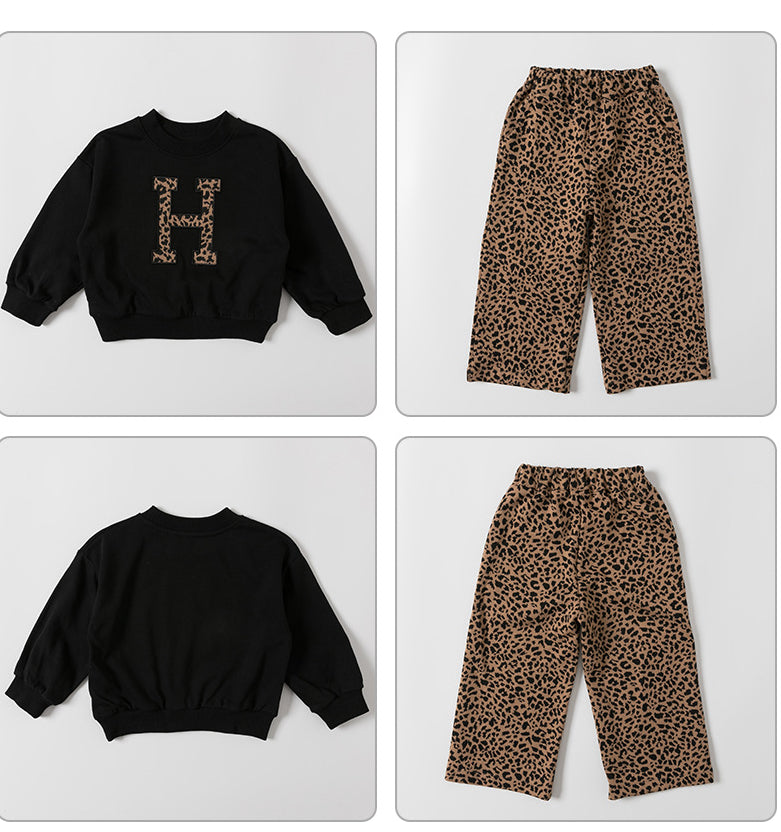 Set van Trui en Broek met Luipaardprint - H Meisjes, Katoen, Maat 1-7 Jaar-More For Mini