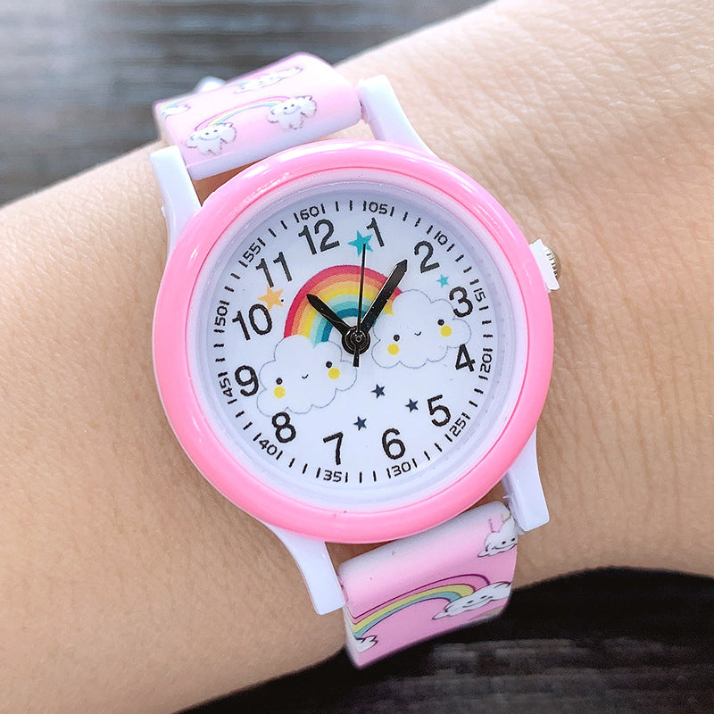 Horloge met Regenboog - Unisex, Roze/Rood/Paars/Geel/Blauw, Siliconen Band, 3+ Jaar-More For Mini