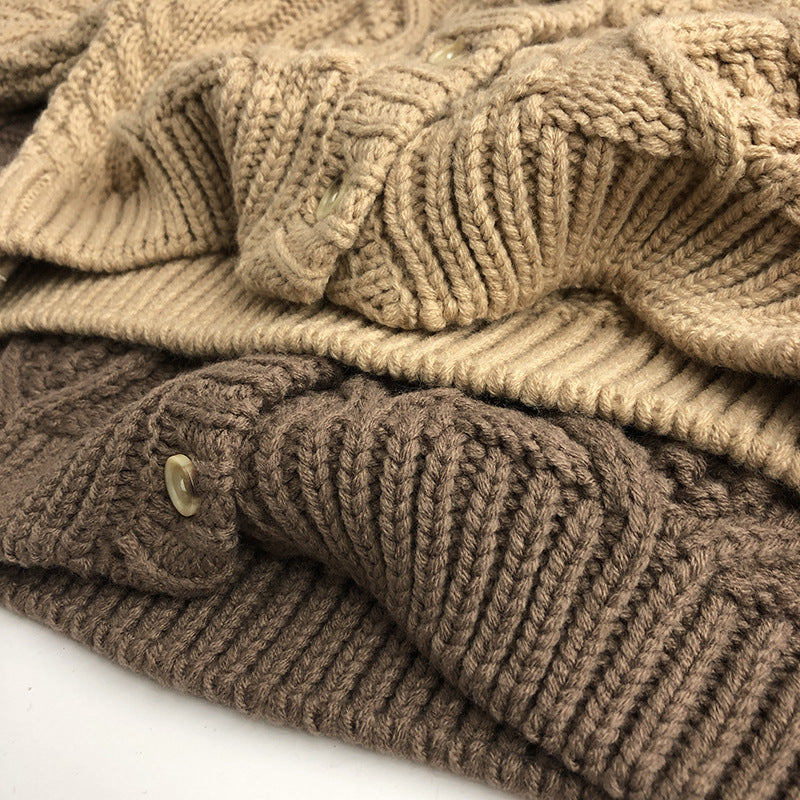 Gebreid Vest met Kabel - Mandu Unisex, Beige/Bruin, Katoen, Maat 0-6 Jaar-More For Mini