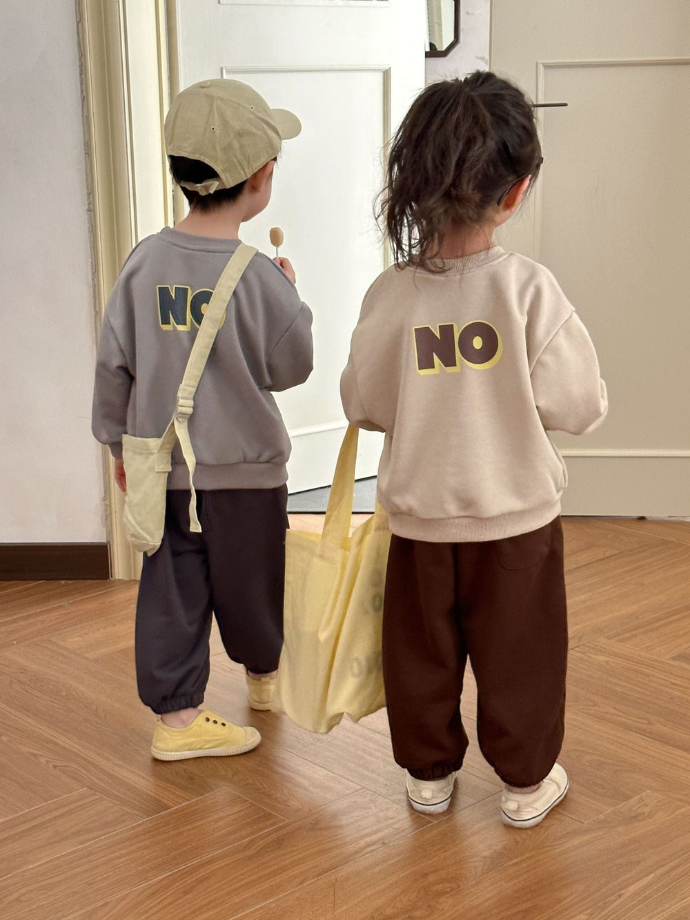Träningsset – YES! Unisex, Grå/Brun, Bomull, Storlek 0–8 år More For Mini
