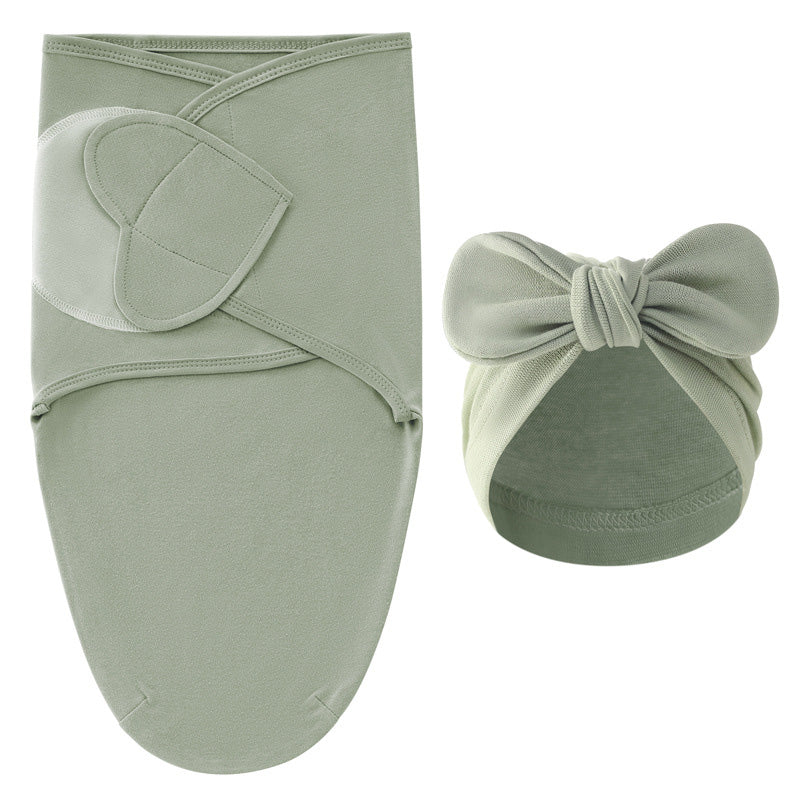 Inbäddningsfilt & Mössa – DreamNest Luxe, Unisex, Grå/Grön/Rosa/Vit/Brun, Bomull, Nyfödd More For Mini