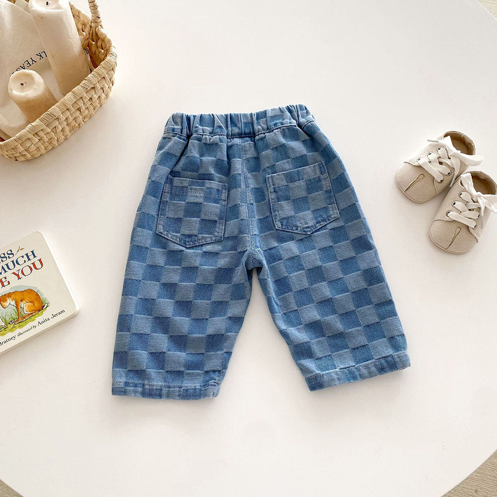 Livan Checker Denim – Stilren och bekväm jeansshorts för små äventyrare More For Mini