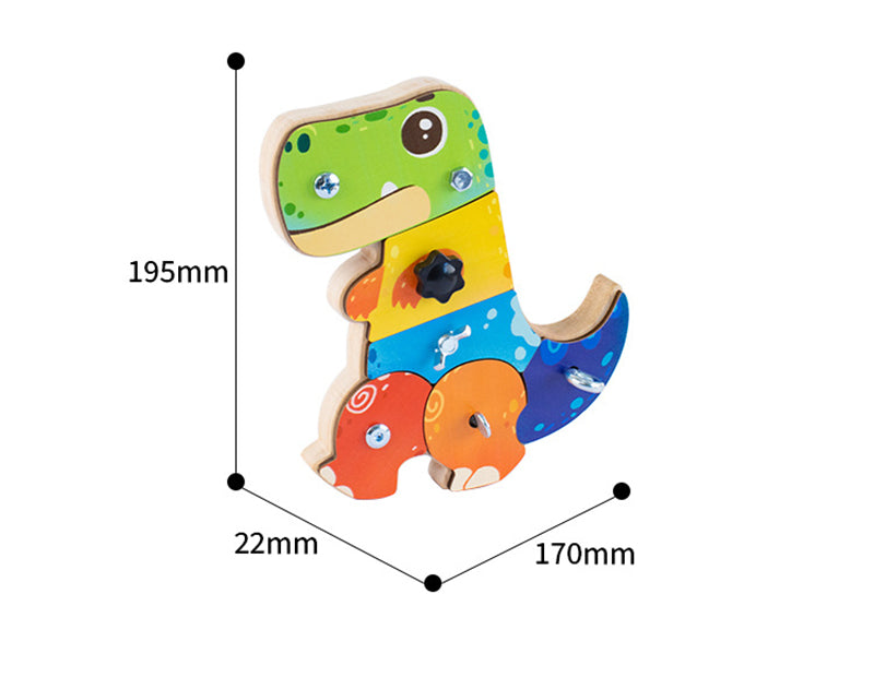 Träbaserad 3D Dino Byggsats – Pedagogiskt STEM-leksak, Bygg & Lek, Motorisk Utveckling, från 2 År More For Mini