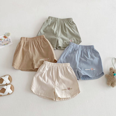 Kortbyxa med Björn – Lino Shorts Unisex, Brun/Grön/Beige/Blå, Bomull, Storlek 0–5 år More For Mini