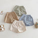 Kortbyxa med Björn – Lino Shorts Unisex, Brun/Grön/Beige/Blå, Bomull, Storlek 0–5 år More For Mini