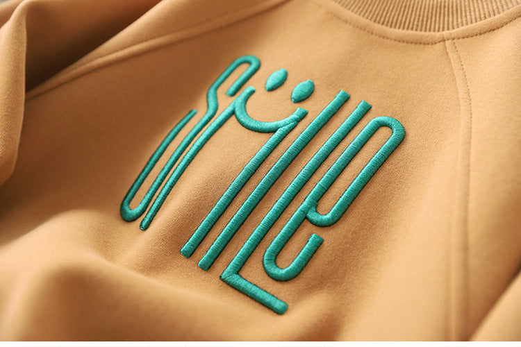Sweater met Print - Smile Unisex, Groen/Bruin/Wit, Katoen, Maat 5-10 Jaar-More For Mini