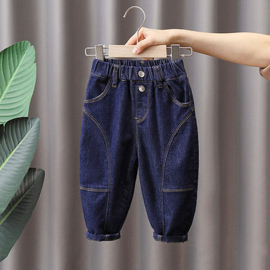 Jeans med Resår Mörkblå Tvättning – Baby, Småbarn, Förskolebarn, Barn, Blå, Bomull, Denim, Storlek 0–7 år More For Mini