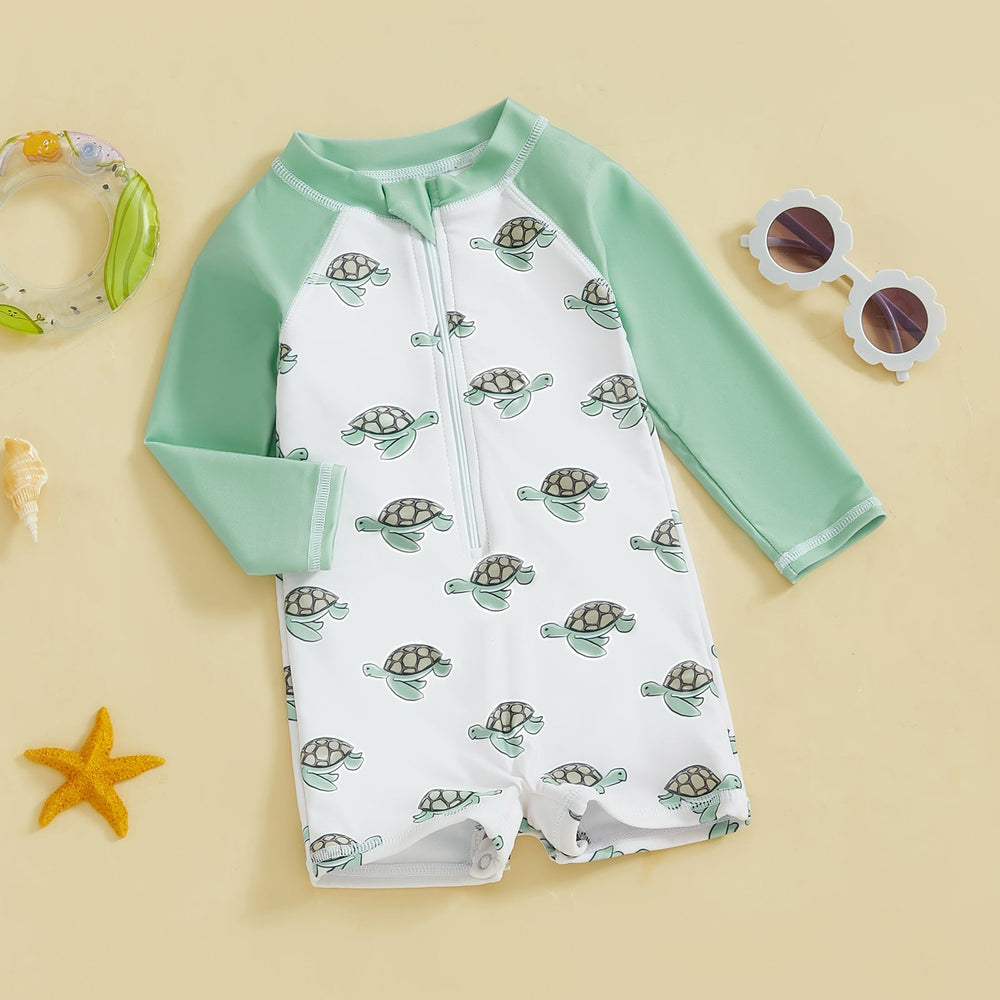 TurtlySafe Zwemromper Baby & Peuter | Lange Mouwen | UV-Bescherming | Schildpad, Palm of Boot Print | 3m-3jr More For Mini