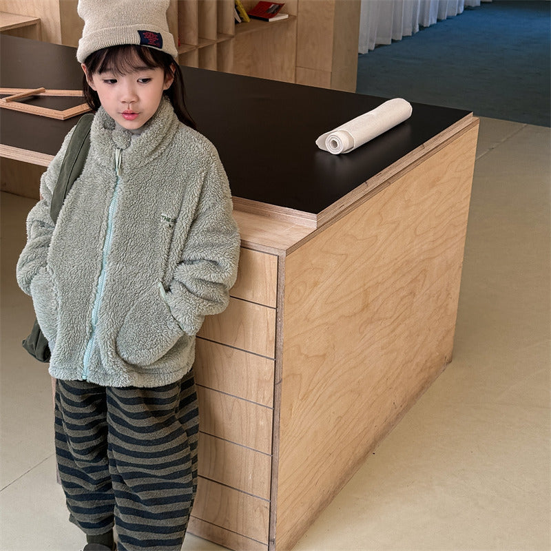 Teddy Fleece Vest - FluffyNest Meisjes, Beige/Groen/Grijs/Bruin, Katoen, Maat 0-6 Jaar-More For Mini