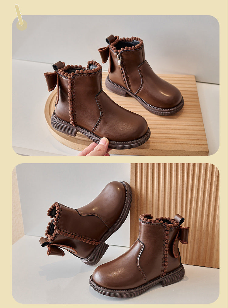Enkellaars – Nilla Meisjes, Bruin/Zwart, Leer, Maat 23-26-More For Mini
