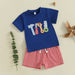 ToolTime Zomerset Jongens | T-shirt met Gereedschap & Ruitjes Short | 6mnd–4jr | Katoen & Polyester | Blauw & Rood More For Mini