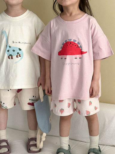 T-shirt med Dinosaurieprint – Baby, Småbarn, Förskolebarn, Grön/Grå/Beige/Rosa, Bomull, Storlek 0–8 år More For Mini