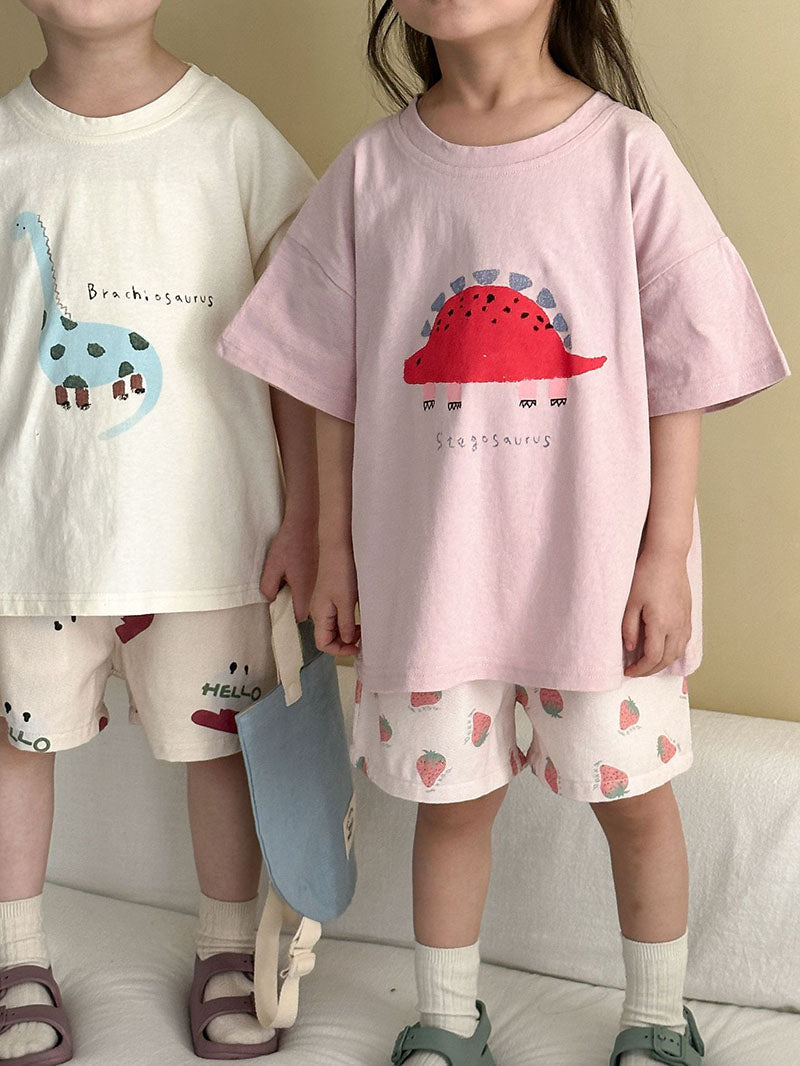 T-shirt med Dinosaurieprint – Baby, Småbarn, Förskolebarn, Grön/Grå/Beige/Rosa, Bomull, Storlek 0–8 år More For Mini